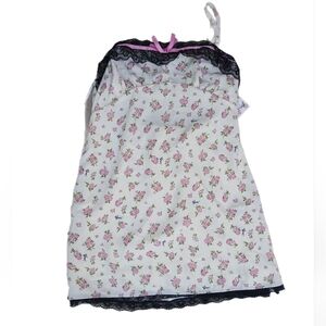 Forever 21 Pink Floral Dress with Black Lace